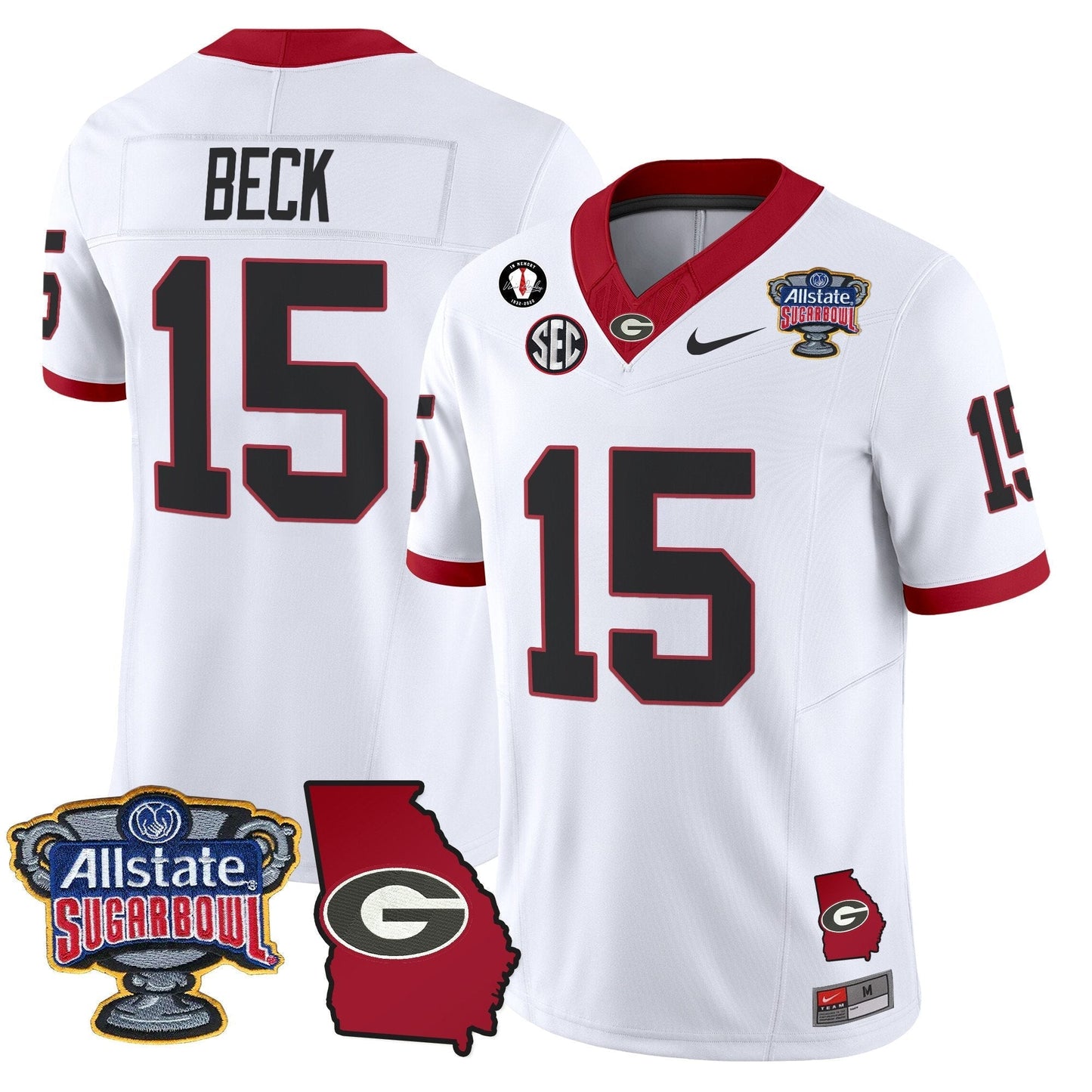 UGA 2025 Sugar Bowl & Georgia Map Patch Vapor Limited Jersey - All Stitched