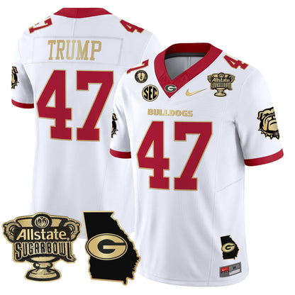 UGA 2025 Sugar Bowl & Georgia Map Patch Vapor Limited Jersey N2 - All Stitched