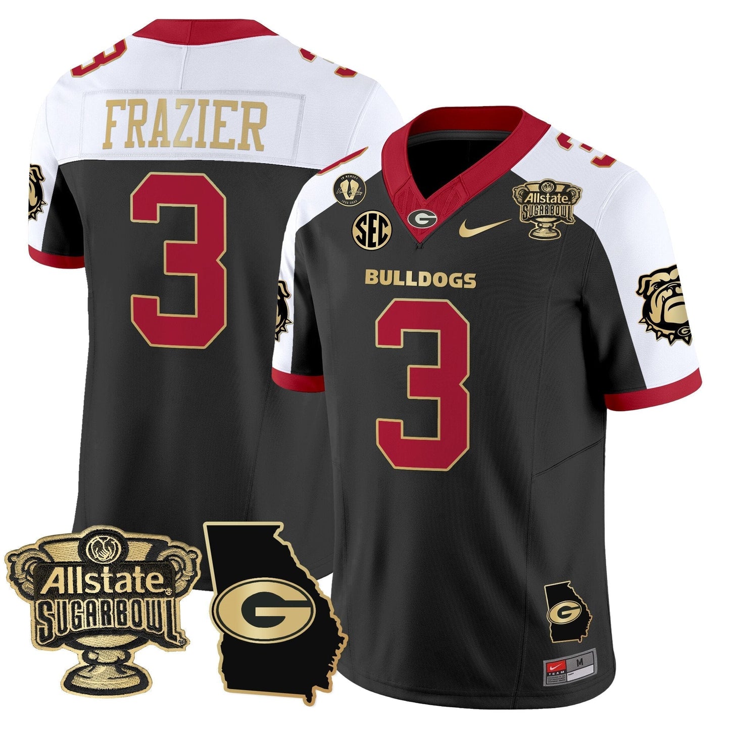 UGA 2025 Sugar Bowl & Georgia Map Patch Vapor Limited Jersey - All Stitched