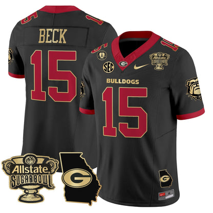 UGA 2025 Sugar Bowl & Georgia Map Patch Vapor Limited Jersey N2 - All Stitched