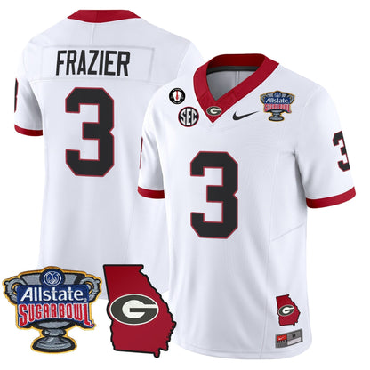 UGA 2025 Sugar Bowl & Georgia Map Patch Vapor Limited Jersey - All Stitched