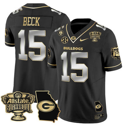 UGA 2025 Sugar Bowl & Georgia Map Patch Vapor Limited Jersey N2 - All Stitched