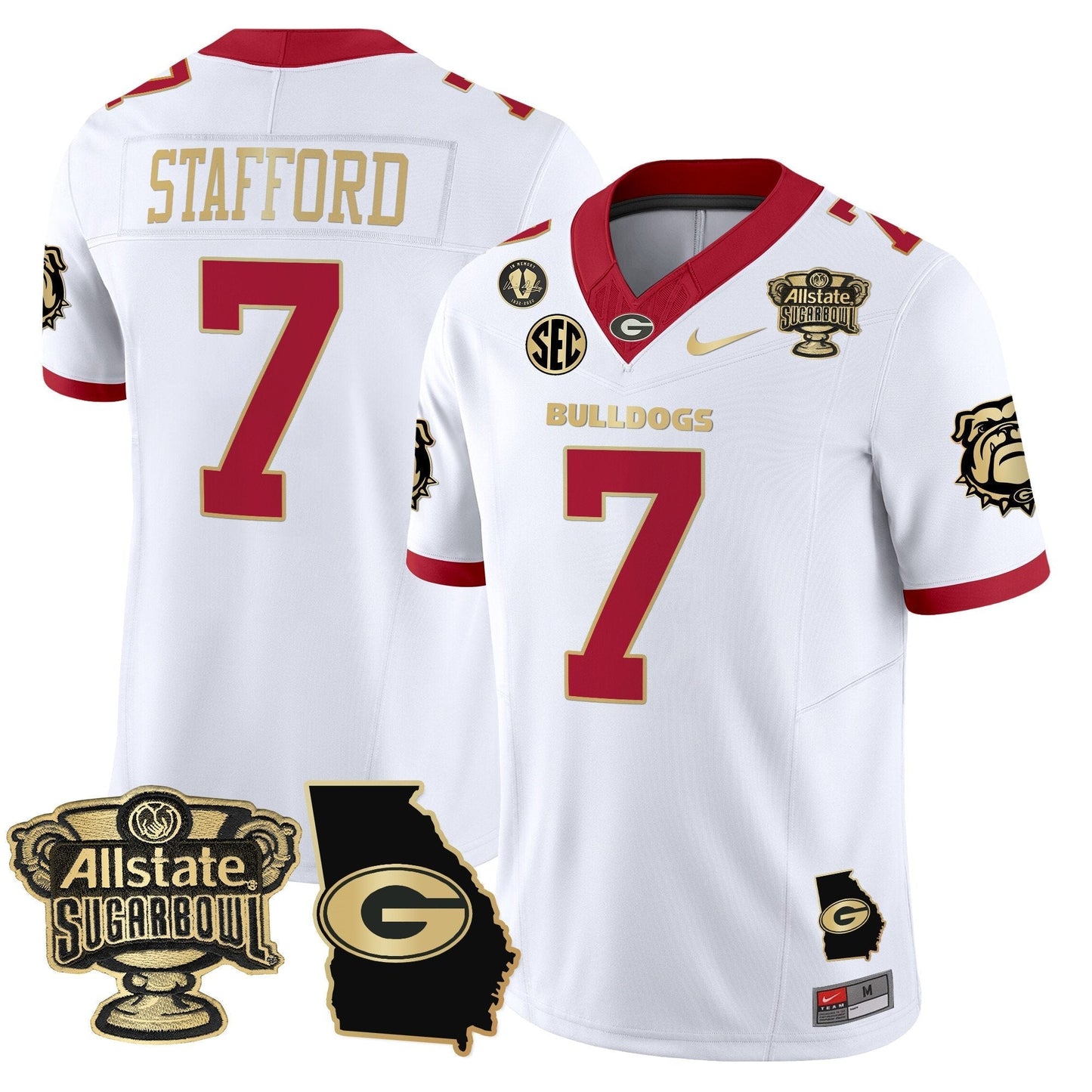 UGA 2025 Sugar Bowl & Georgia Map Patch Vapor Limited Jersey - All Stitched