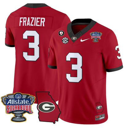 UGA 2025 Sugar Bowl & Georgia Map Patch Vapor Limited Jersey N2 - All Stitched
