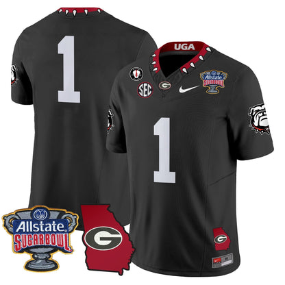 UGA 2025 Sugar Bowl & Georgia Map Patch Vapor Limited Jersey N2 - All Stitched