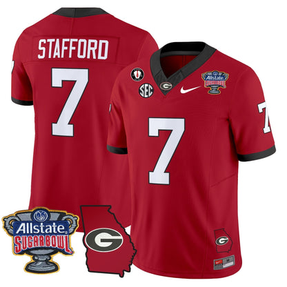 UGA 2025 Sugar Bowl & Georgia Map Patch Vapor Limited Jersey N2 - All Stitched