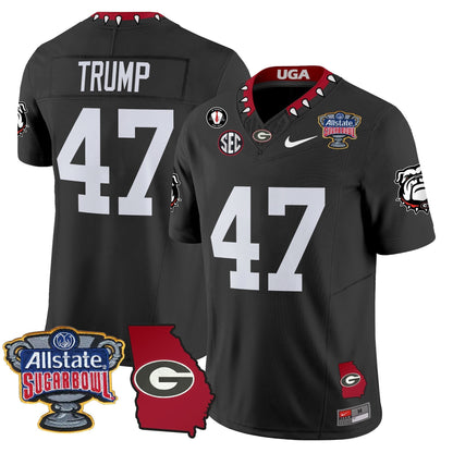UGA 2025 Sugar Bowl & Georgia Map Patch Vapor Limited Jersey N2 - All Stitched