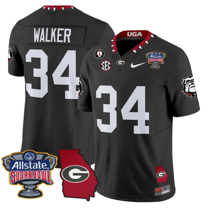 UGA 2025 Sugar Bowl & Georgia Map Patch Vapor Limited Jersey N2 - All Stitched
