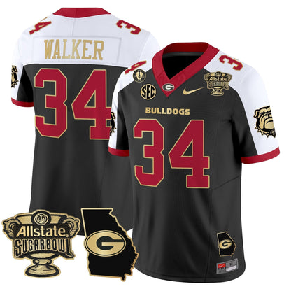 UGA 2025 Sugar Bowl & Georgia Map Patch Vapor Limited Jersey N2 - All Stitched