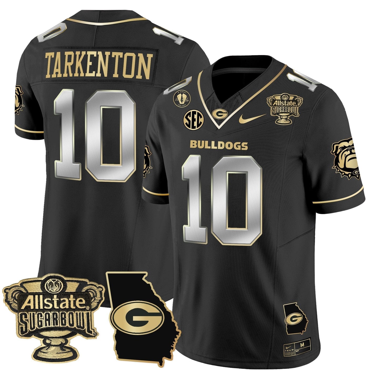 UGA 2025 Sugar Bowl & Georgia Map Patch Vapor Limited Jersey - All Stitched