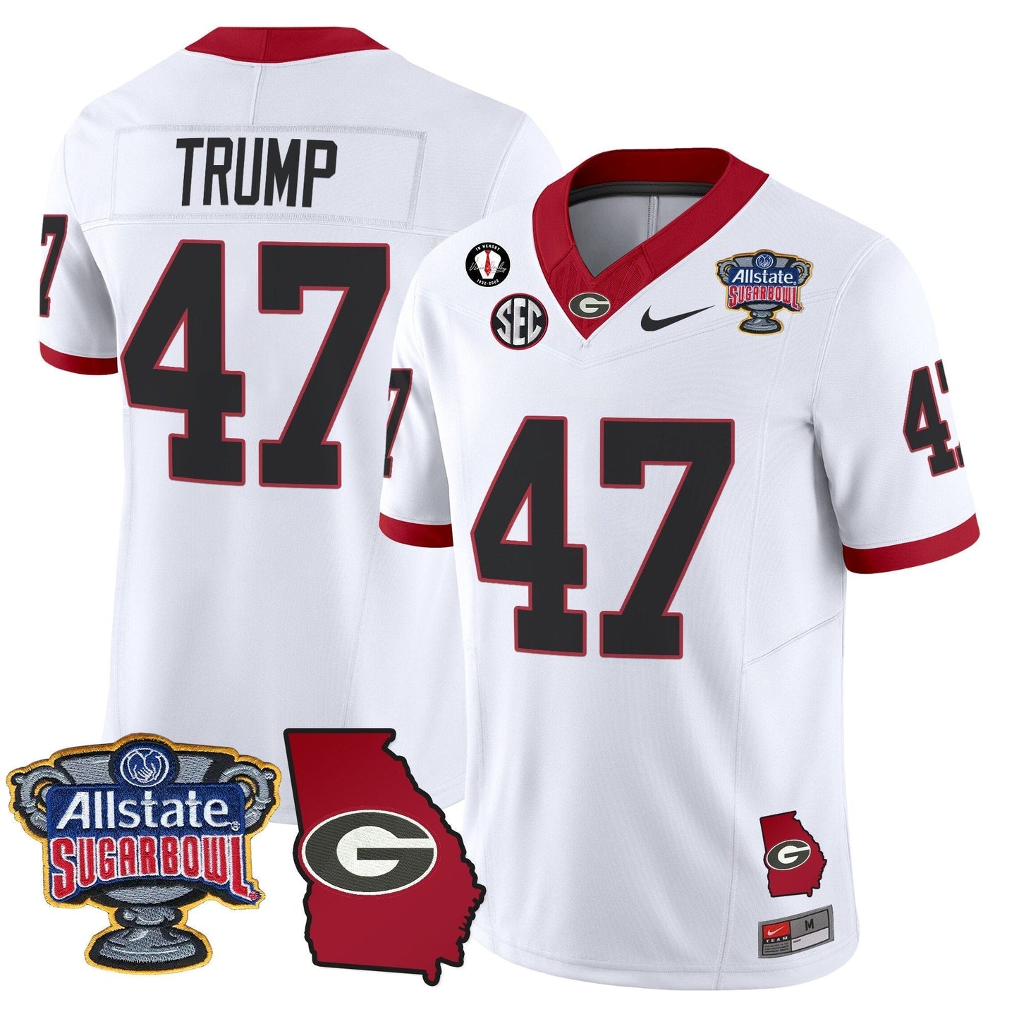 UGA 2025 Sugar Bowl & Georgia Map Patch Vapor Limited Jersey - All Stitched
