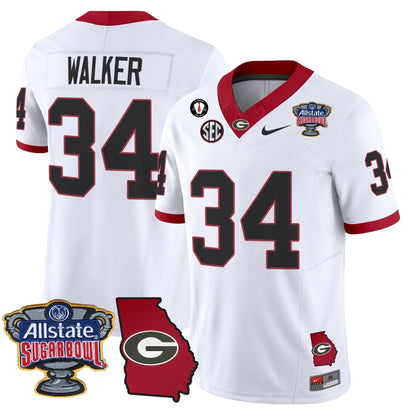 UGA 2025 Sugar Bowl & Georgia Map Patch Vapor Limited Jersey - All Stitched