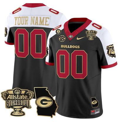 UGA 2025 Sugar Bowl & Georgia Map Patch Vapor Limited Custom Jersey N2 - All Stitched