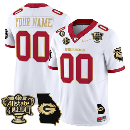 UGA 2025 Sugar Bowl & Georgia Map Patch Vapor Limited Custom Jersey N2 - All Stitched