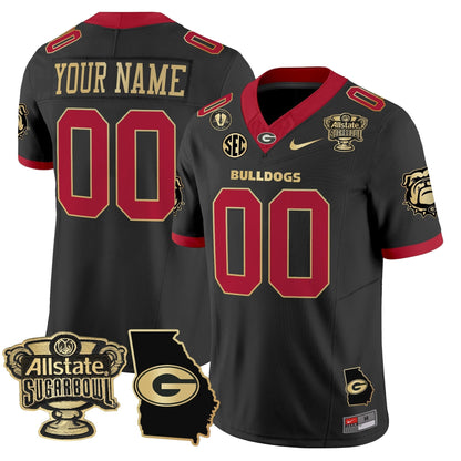 UGA 2025 Sugar Bowl & Georgia Map Patch Vapor Limited Custom Jersey N2 - All Stitched