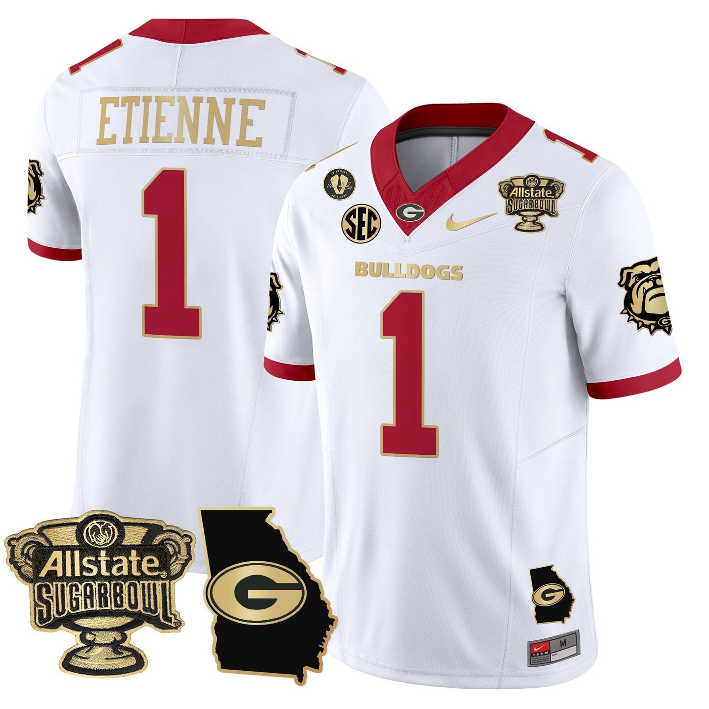 UGA 2025 Sugar Bowl & Georgia Map Patch Vapor Limited Jersey - All Stitched