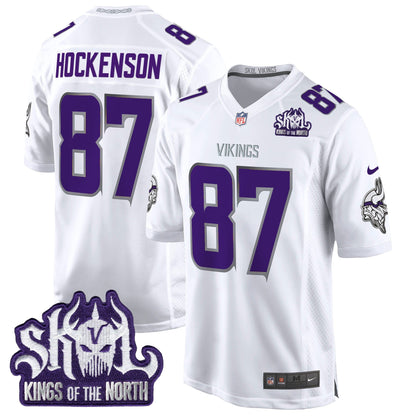 Men's Minnesota Vikings King Of The North Patch Throwback Game Jersey - All Stitched