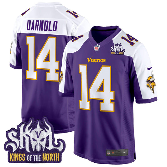 Men's Minnesota Vikings King Of The North Patch Throwback Game Jersey - All Stitched