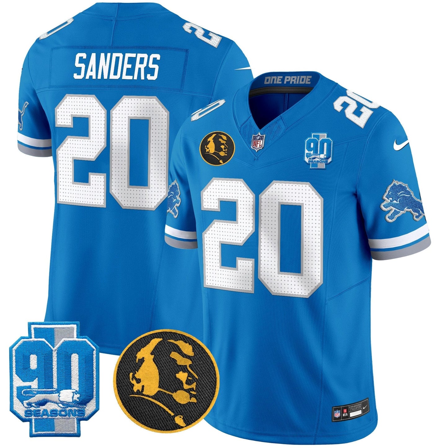 Men's Detroit Lions 2024 90th & John Madden Patch Vapor Limited Jersey V2 - All Stitched