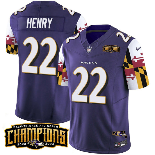 Ravens Maryland Flag Back To Back AFC North Champions Patch Vapor Limited Jersey - Stitched