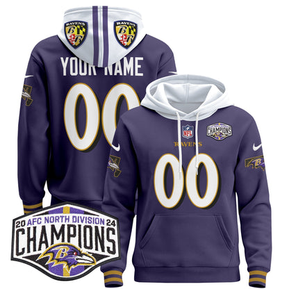 BAL 2024 AFC North Division Champions Patch Custom Pullover Hoodie V2 - All Stitched