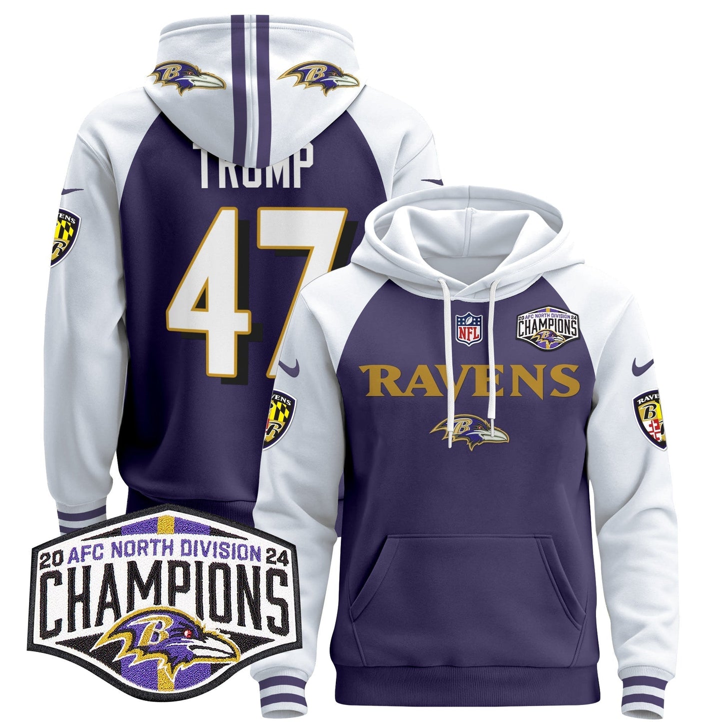 BAL 2024 AFC North Division Champions Patch Pullover Hoodie - All Stitched