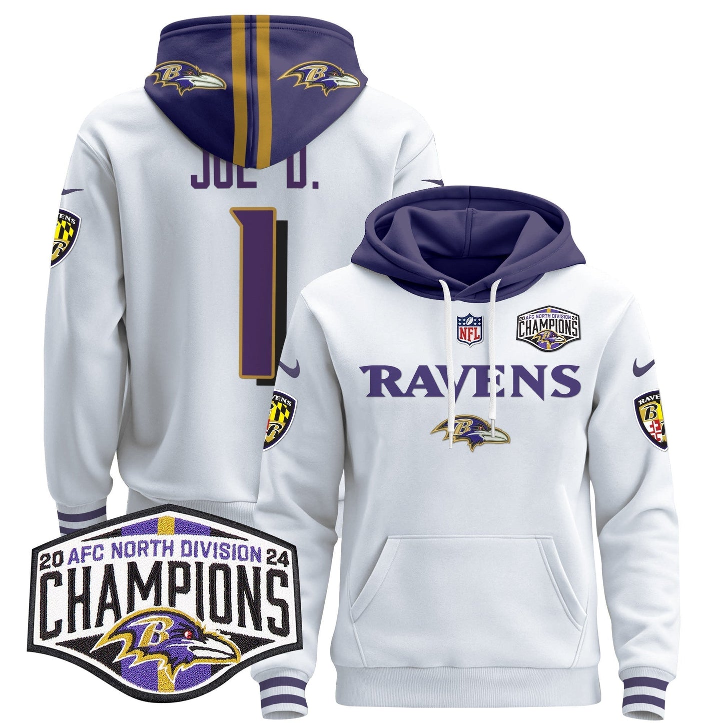 BAL 2024 AFC North Division Champions Patch Pullover Hoodie - All Stitched