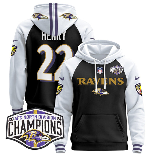 BAL 2024 AFC North Division Champions Patch Pullover Hoodie - Stitched