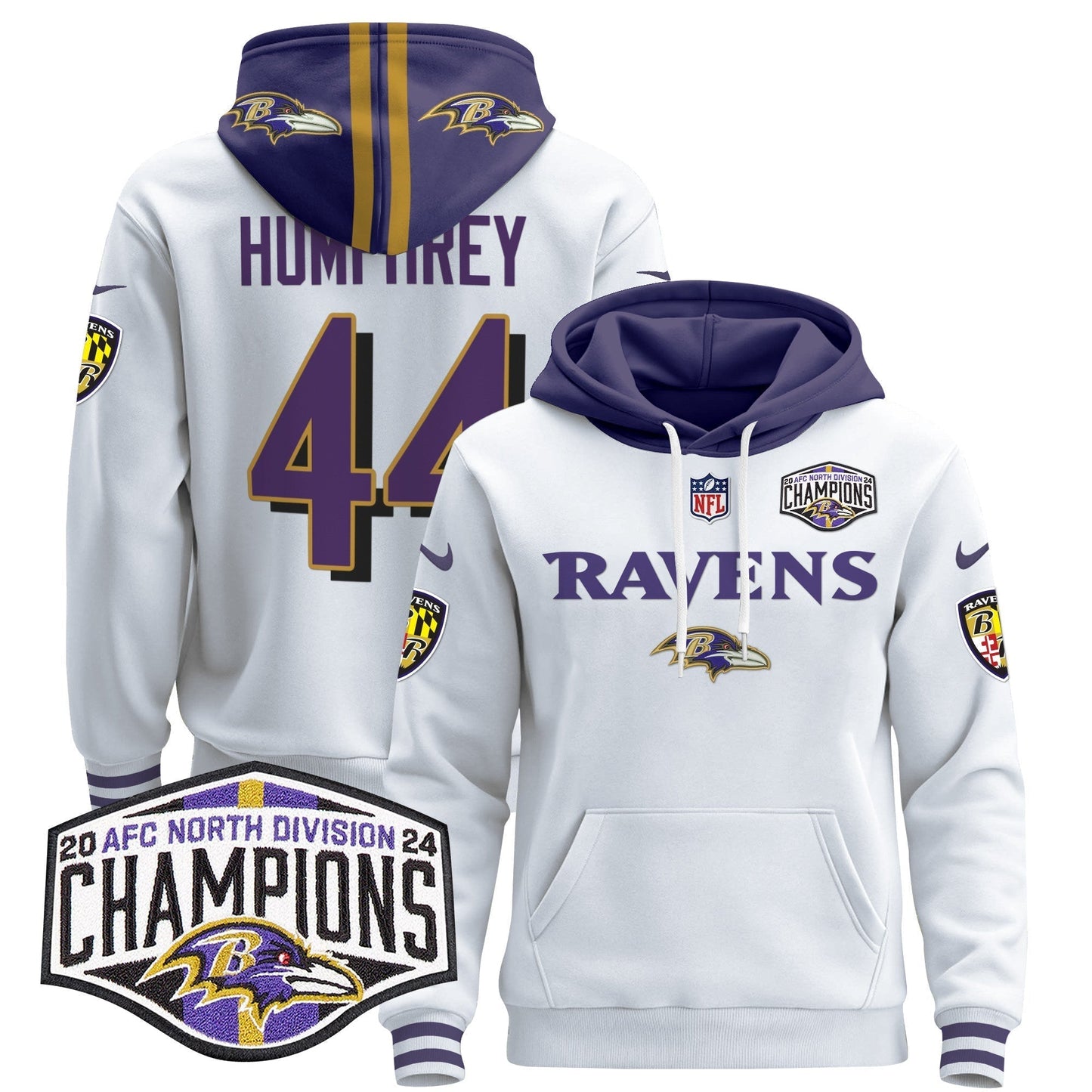 BAL 2024 AFC North Division Champions Patch Pullover Hoodie - All Stitched