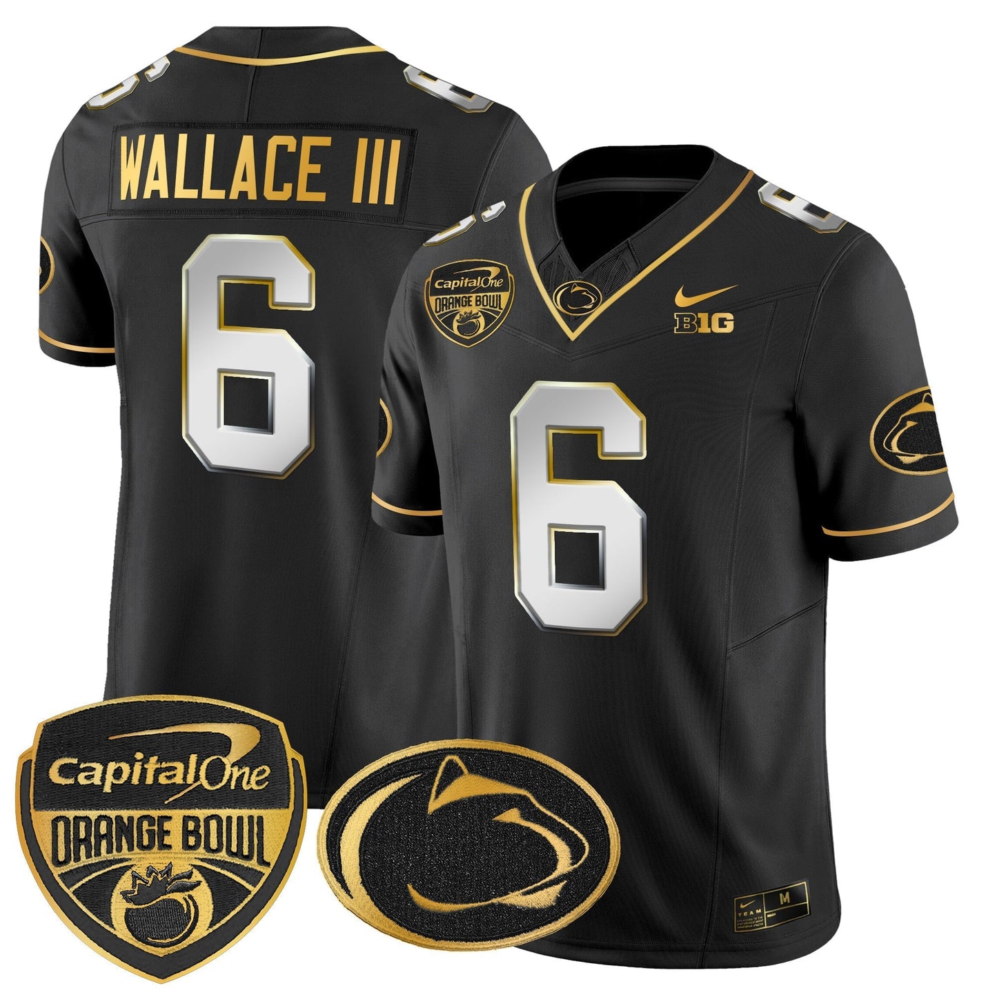 PSU Orange Bowl Patch Gold Vapor Limited Jersey V2 - All Stitched