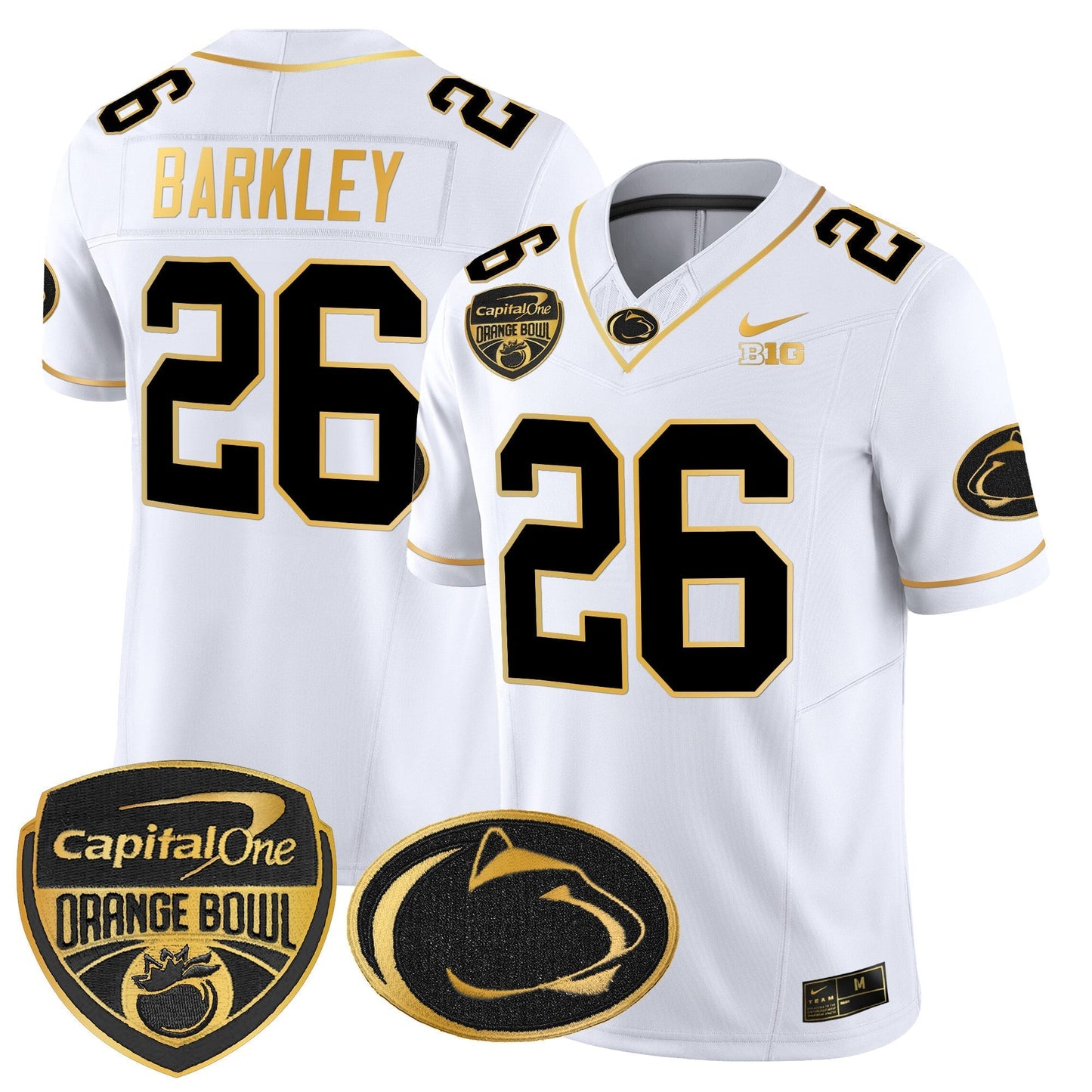 PSU Orange Bowl Patch Gold Vapor Limited Jersey V2 - All Stitched