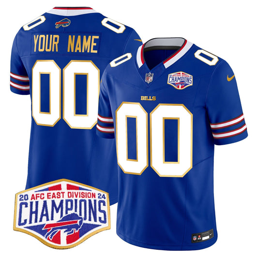 Bills 2024 AFC East Division Champions Gold Trim Vapor Limited Custom Jersey - Stitched