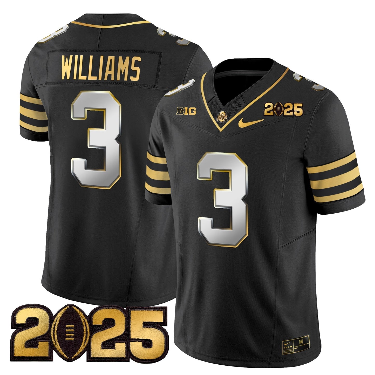 Men's Ohio State Buckeyes 'Heritage Stripe' CFP Final Patch Gold Vapor Limited Jersey - All Stitched