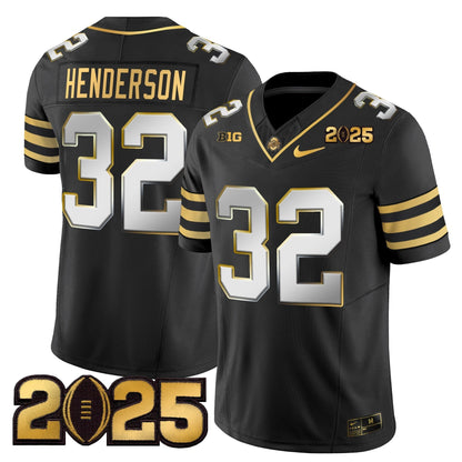 Men's Ohio State Buckeyes 'Heritage Stripe' CFP Final Patch Gold Vapor Limited Jersey - All Stitched
