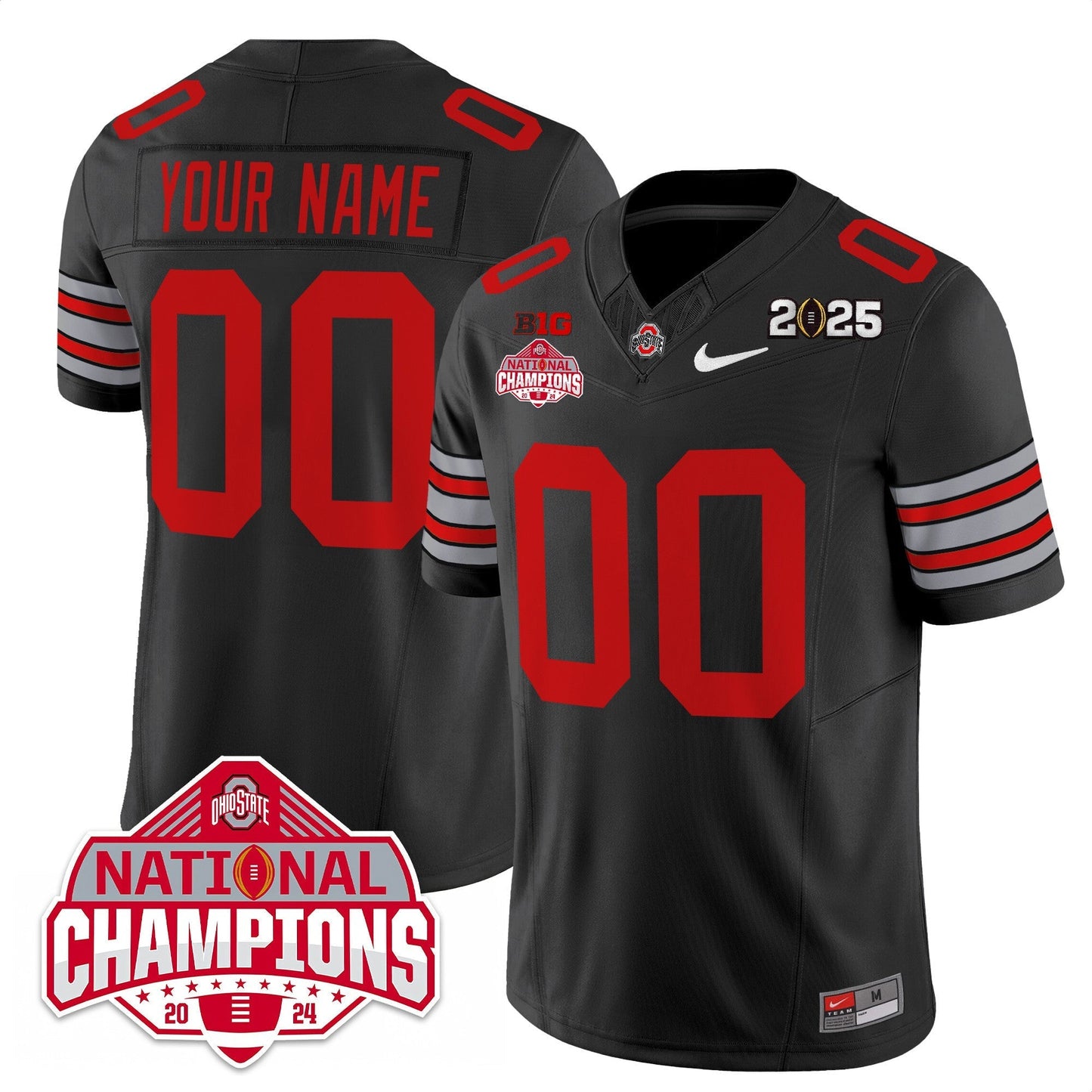 Custom Name/Gender OSU 'Heritage Stripe' 2025 CFP Patch - National Champions Jersey N19 - All Stitched