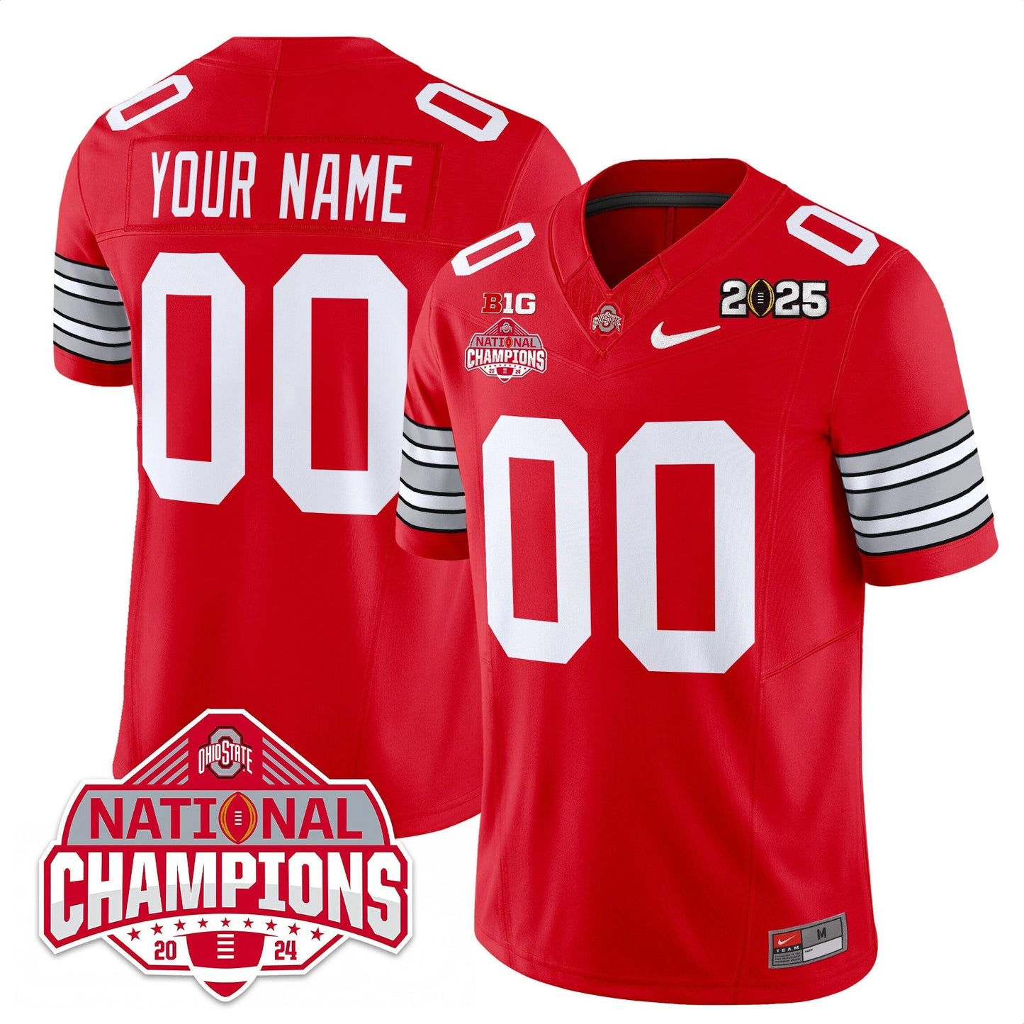 Custom Name/Gender OSU 'Heritage Stripe' 2025 CFP Patch - National Champions Jersey N19 - All Stitched