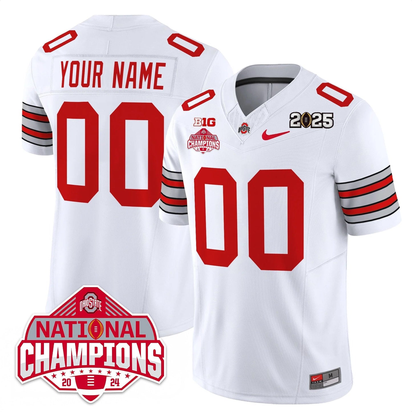 Custom Name/Gender OSU 'Heritage Stripe' 2025 CFP Patch - National Champions Jersey N19 - All Stitched