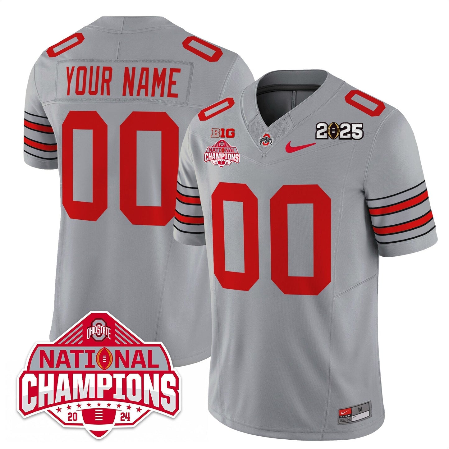 Custom Name/Gender OSU 'Heritage Stripe' 2025 CFP Patch - National Champions Jersey - All Stitched