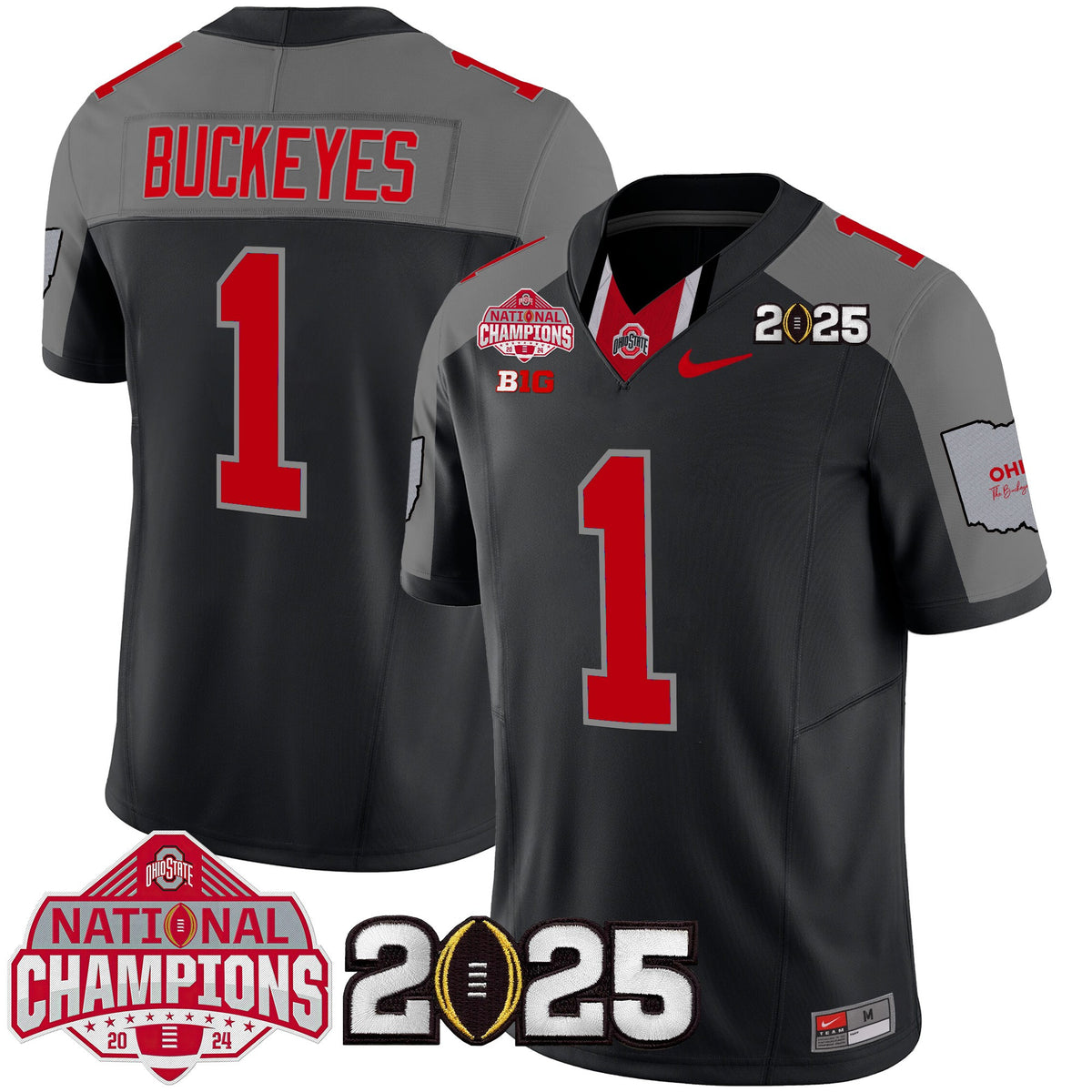 Ohio State Buckeyes National Champions Patch Vapor Limited Jersey - Stitched