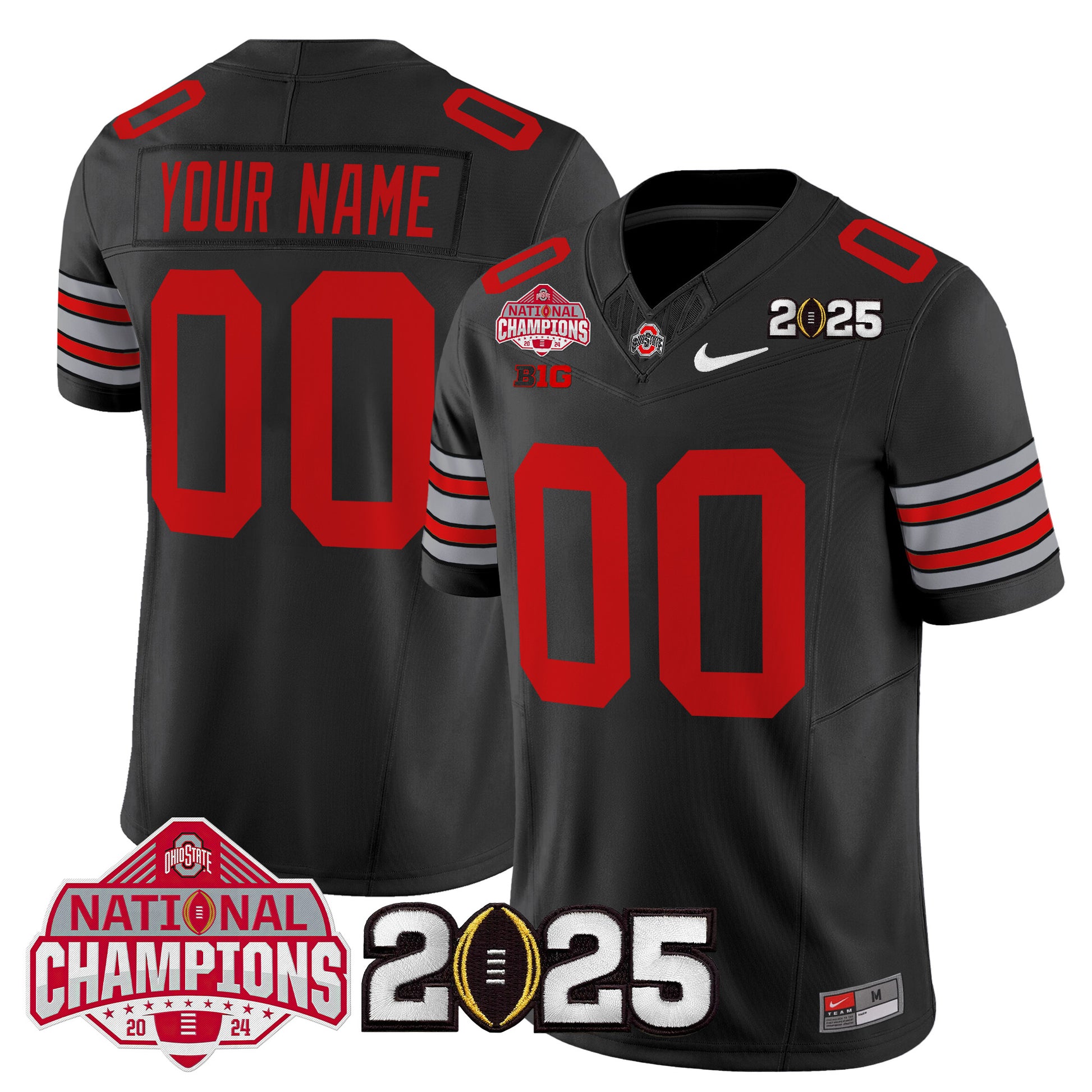 Ohio State Buckeyes 'Heritage Stripe' 2025 National Champions Patch Vapor Limited Custom Jersey - Stitched