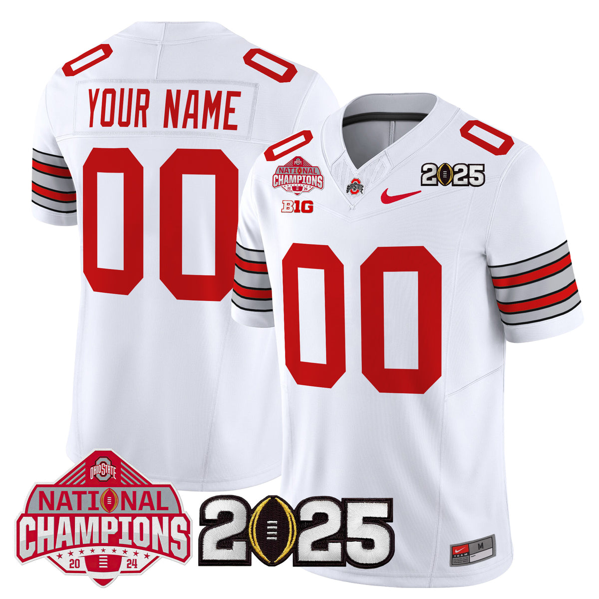 Ohio State Buckeyes 'Heritage Stripe' 2025 National Champions Patch Vapor Limited Custom Jersey - Stitched