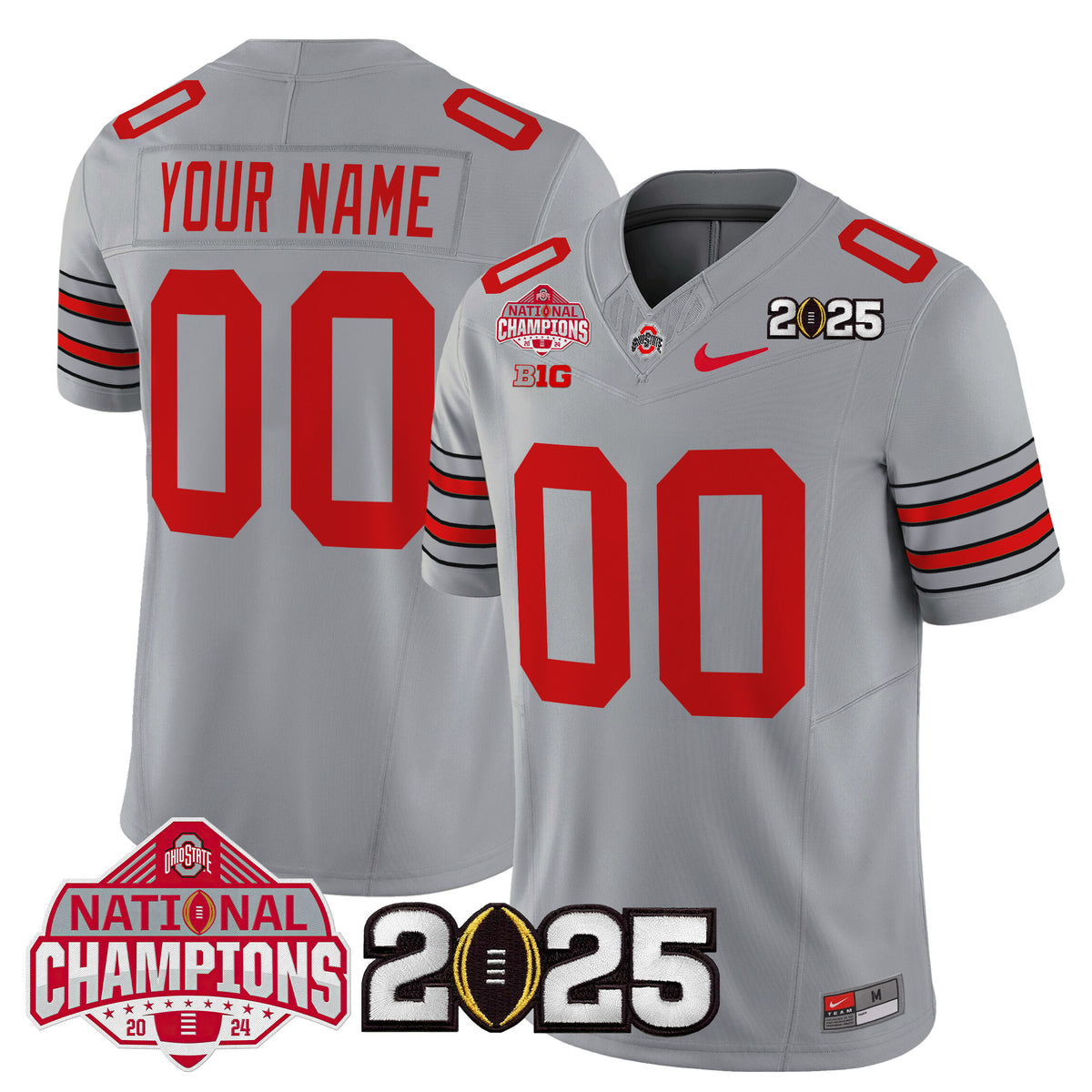 Ohio State Buckeyes 'Heritage Stripe' 2025 National Champions Patch Vapor Limited Custom Jersey - Stitched