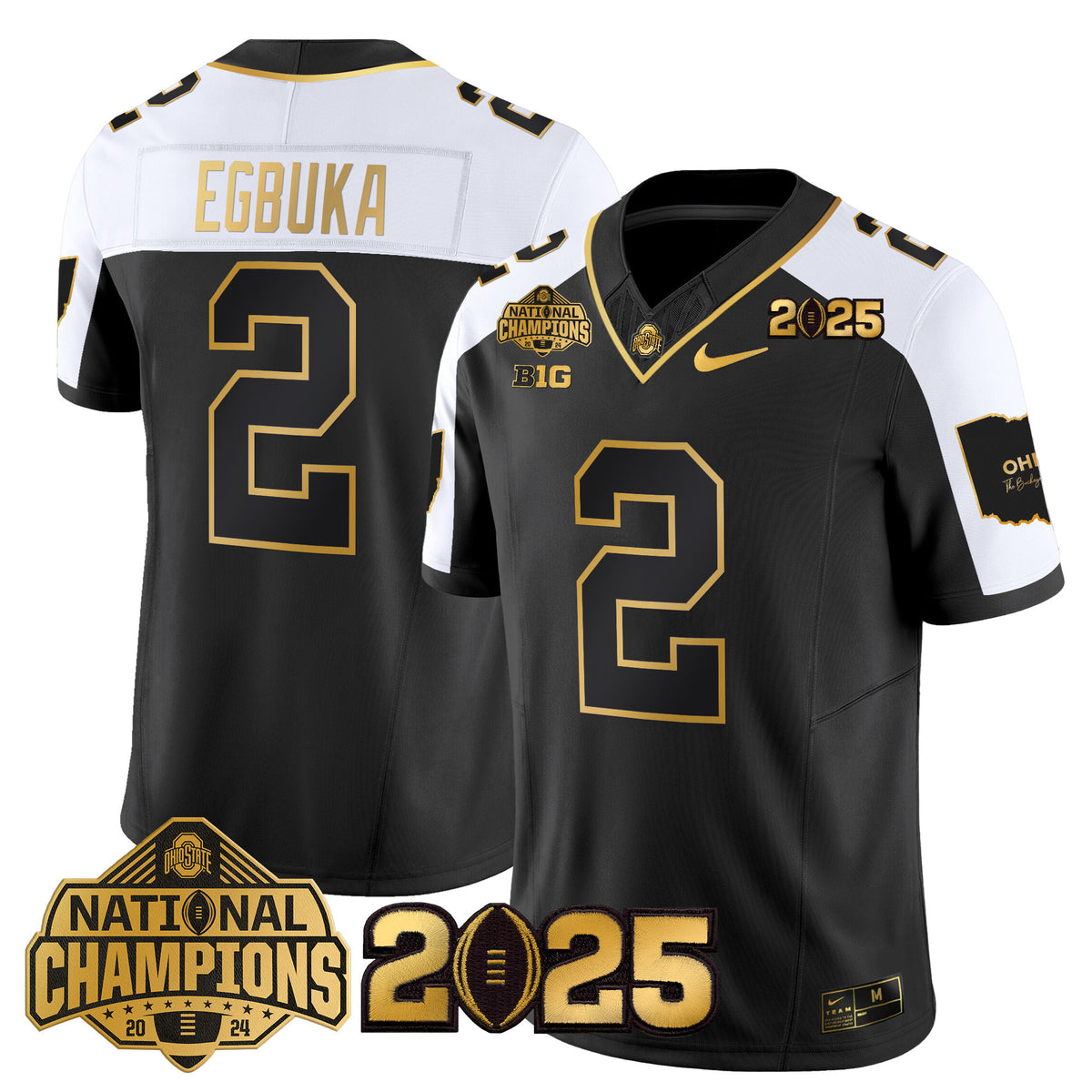 Ohio State Buckeyes 'Heritage Stripe' National Champions Patch Gold Vapor Limited Jersey - Stitched