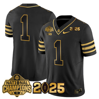 Ohio State Buckeyes 'Heritage Stripe' National Champions Patch Gold Vapor Limited Jersey - Stitched