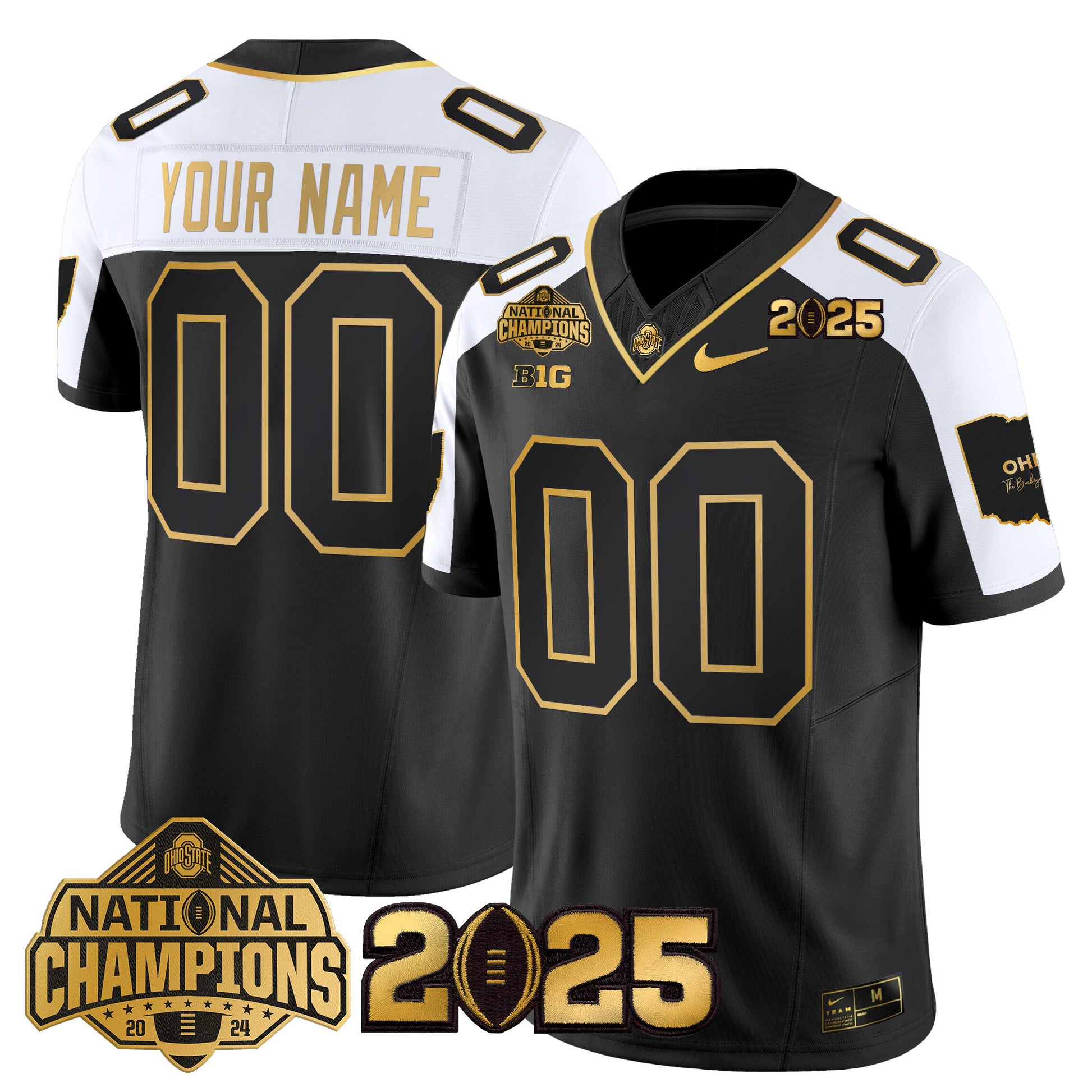 Ohio State Buckeyes 'Heritage Stripe' National Champions Patch Gold Vapor Limited Custom Jersey - Stitched