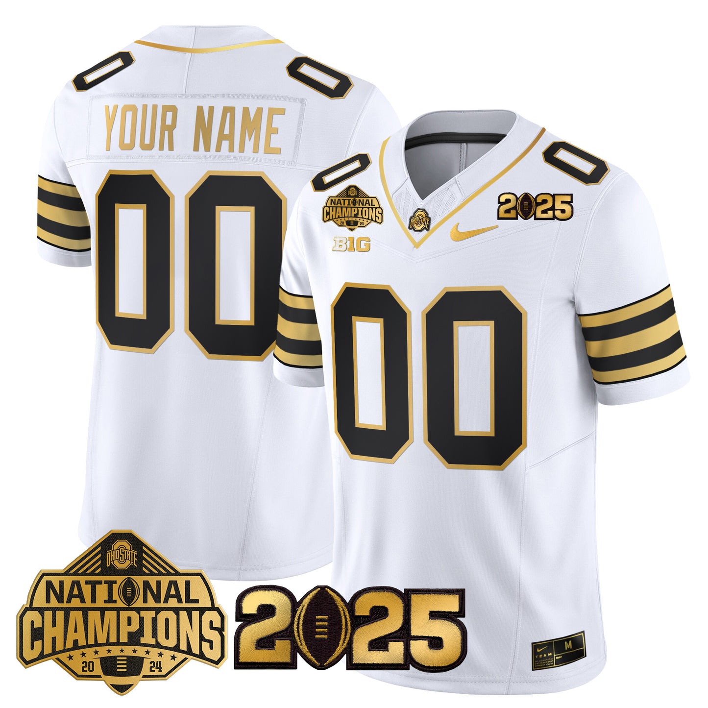 Ohio State Buckeyes 'Heritage Stripe' National Champions Patch Gold Vapor Limited Custom Jersey - Stitched
