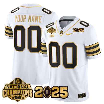 Ohio State Buckeyes 'Heritage Stripe' National Champions Patch Gold Vapor Limited Custom Jersey - Stitched