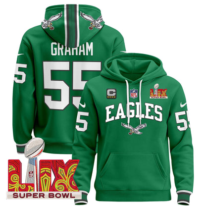 PHI Super Bowl LIX Patch Pullover Hoodie - All Stitched