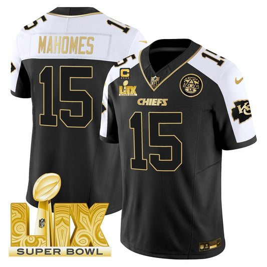 Chiefs Super Bowl LIX Patch Gold Vapor Limited Jersey - Stitched