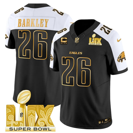 PHI Super Bowl LIX Patch Gold Vapor Limited Jersey - Stitched